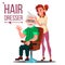 Hairdresser And Old Man Vector. Client Sitting On The Chair. Modeling. Isolated Flat Cartoon Illustration