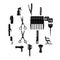 Hairdresser tools icons set, simple style