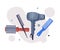 Hairdresser Tools Set, Barber Supplies for Styling Professional Haircut, Hair Dryer, Comb, Hairbrush Cartoon Vector