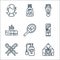 Hairdressing and barber line icons. linear set. quality vector line set such as open, perfume, hairpin, bathroom cabinet, mirror,