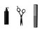 Hairdressing, barber tools on white background
