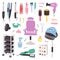 Hairdressing salon barbershop devices symbols fashion hairdresser professional stylish barber tools for cutting vector