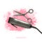 Hairdressing scissors and clipper, on a pink background. Isolated over white background. Hairdressing tools. Element for design