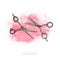Hairdressing scissors, on a pink background. Isolated over white background. Hairdressing tools. Element for design
