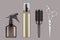 Hairdressing tools. Haircut hairstylist barbershop items hair dryer scissors shaving machine vector realistic