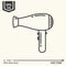 Hairdressing tools. Icons series. Hair dryer.