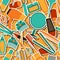 Hairdressing tools seamless pattern in retro style