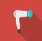 Hairdryer flat icon with long shadows