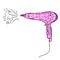 Hairdryer pink with floral ornament for your