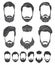Hairstyle and beard hipster fashion, set vector illustrations