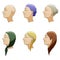 Hairstyles of aged european women set