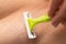 Hairy armpit, shaving with razor