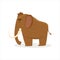 Hairy Brown Extinct Mammoth, Cartoon Ice Age Animal Illustration