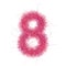 Hairy font. Fluffy number eight 8 in gentle pink colors. Isolated fine detailed design element for advertising