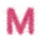 Hairy font. Pink letter M. Flurry glyph. Capital letter. Isolated fine detailed design element for advertising, anniversary or par