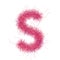 Hairy font. Pink letter S. Flurry glyph. Capital letter. Isolated fine detailed design element for advertising, anniversary