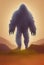 Hairy monster bigfoot. Flat illustration. Digital illustration based on render by neural network