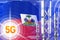 Haiti 5G industrial illustration, huge cellular network mast or tower on hi-tech background with the flag - 3D Illustration