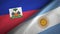 Haiti and Argentina two flags textile cloth, fabric texture