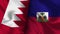 Haiti and Bahrain Realistic Flag â€“ Fabric Texture Illustration