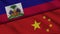 Haiti and China Flags, Breaking News, Political Diplomacy Crisis Concept