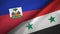 Haiti and Syria two flags textile cloth, fabric texture