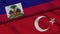 Haiti and Turkey Flags, Breaking News, Political Diplomacy Crisis Concept