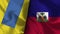 Haiti and Ukraine Realistic Flag â€“ Fabric Texture Illustration