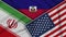 Haiti United States of America Iran Flags Together Fabric Texture Illustration