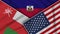 Haiti United States of America Oman Flags Together Fabric Texture Illustration