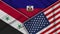Haiti United States of America Syria Flags Together Fabric Texture Illustration