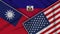 Haiti United States of America Taiwan Flags Together Fabric Texture Illustration
