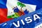 Haiti visa document close up. Passport visa on Haiti flag. Haiti visitor visa in passport,3D rendering. Haiti multi entrance in