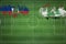 Haiti vs Iraq Soccer Match, national colors, national flags, soccer field, football game, Copy space