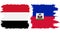 Haiti and Yemen grunge flags connection vector