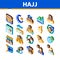 Hajj Islamic Religion Isometric Icons Set Vector