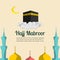 Hajj mabroor background design with clouds on mosque