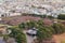 Hakodate City and Goryokaku castle tower, aerial view