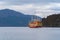 Hakone pirate ship or boat, Hakone Jinja Heiwa no Torii with lake in Hakone old town, Kanagawa, urban city in Japan. Architecture