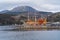 Hakone pirate ship or boat, Hakone Jinja Heiwa no Torii with lake in Hakone old town, Kanagawa, urban city in Japan. Architecture