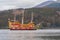 Hakone pirate ship or boat, Hakone Jinja Heiwa no Torii with lake in Hakone old town, Kanagawa, urban city in Japan. Architecture