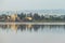 Hala Sultan Tekke on Larnaca Salt Lake- flamingos in foreground