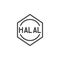 Halal certified label line icon