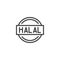 Halal certified label line icon