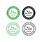 Halal logo. Round stamp for halal food, drink and product. Vector illustration in black and white style