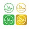 Halal logo variation in green and gold color icon set