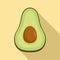 Half avocado icon, flat style