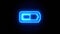 Half Battery neon sign appear in center and disappear after some time. Loop animation of blue neon alphabet symbol