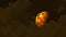 Half blood moon rise on night sky and orange cloud moving pass