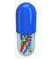 Half blue pill capsule with DNA chain within. 3D